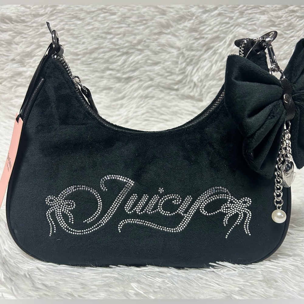 Juicy Couture Black Velvet Shoulder Bag
